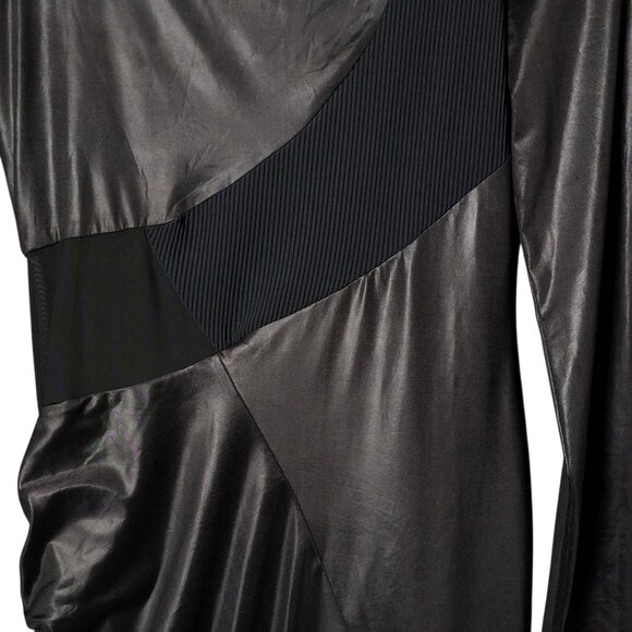 Bebe Addiction Womens Y2K Black Bandage Ruched Bodycon Long Sleeve Dress Medium - Picture 8 of 11